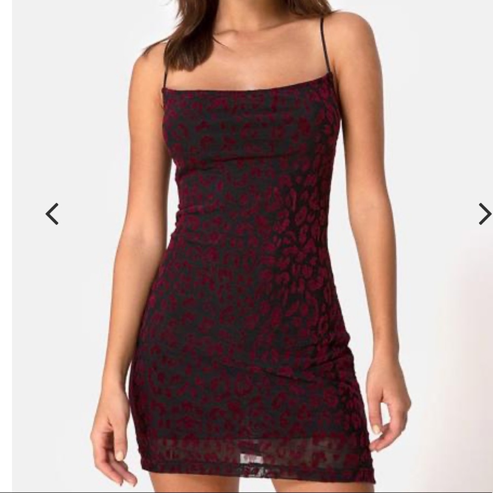 Motel Rocks Becky Cowl Dress in Red Leopard Net - Picture 5 of 5